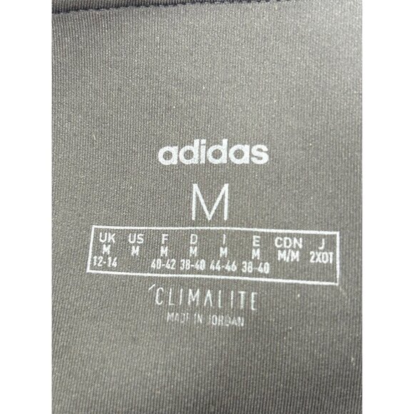 Adidas Women Cropped Leggings Climalite Black White Stripes Logo Pocket Workout - Picture 4 of 12